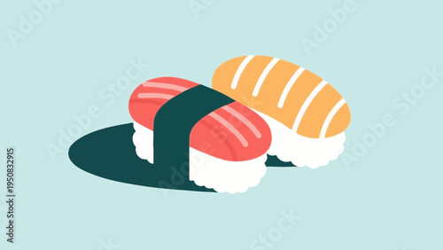 sushi. japanese foods concept. Simple illustration reminiscent of Scandinavia. Vector illustration. (No text)