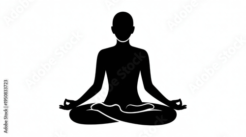 Black silhouette of a person meditating in lotus position vector