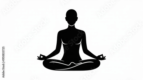 Vector silhouette of woman meditating in lotus position