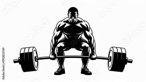 Vector illustration of a muscular man lifting weights