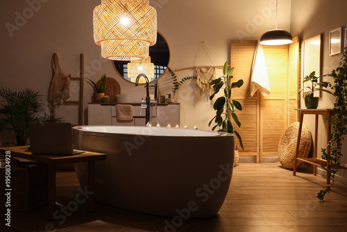 Interior of bathroom with g...