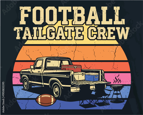 American football tailgate party with pickup truck and grill  outdoor recreational activities with friends before game