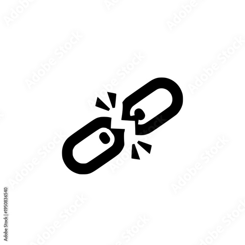 broken chain link disconnect icon isolated on white background