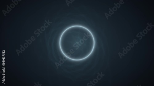 Glowing ring pulses with blue halo against dark background