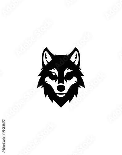 Stylized wolf head illustration against black background