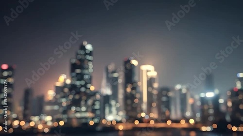 Wallpaper Mural Blurred city skyline at night with glowing bokeh lights creating an abstract Torontodigital.ca