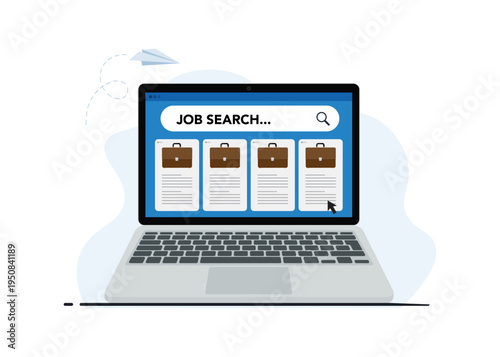 Job Search Concept on Laptop Screen Website Stock Illustration.