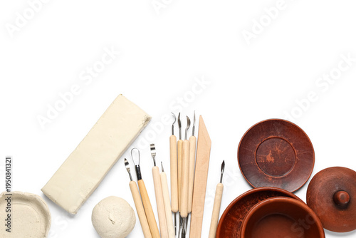 Set of sculptor tools, clay...