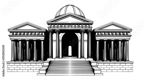 Architectural Masterpiece: Gazebo with Columns & Arches 2D Vector