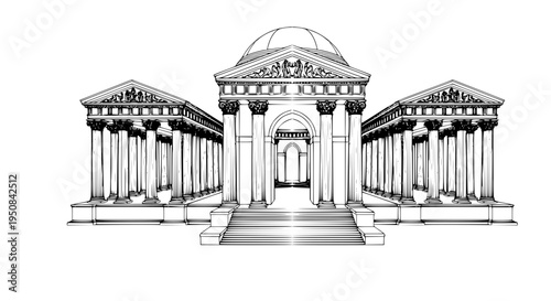 Architectural Masterpiece: Gazebo with Columns & Arches 2D Vector