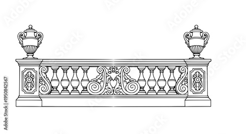 2D Concrete Balustrade Design Drawing
