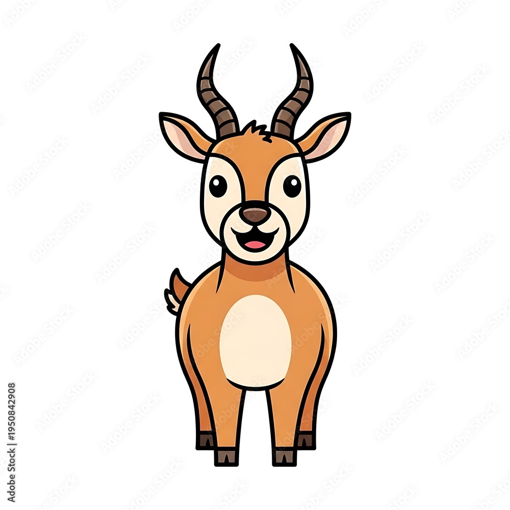 Fototapeta premium Cartoon goat with horns standing.