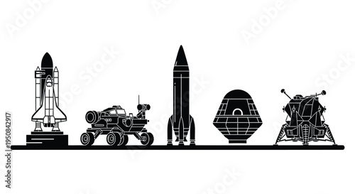 Set of 5 space exploration vector icons