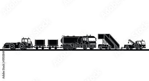 Set of 6 industrial construction vehicles vector