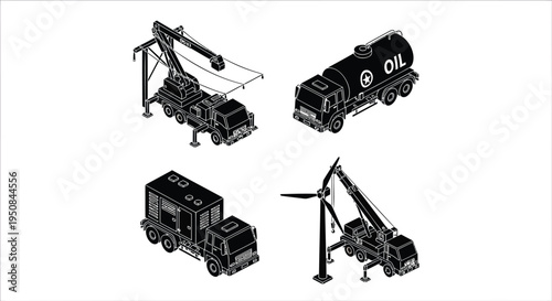 Set of 4 industrial truck icons vector