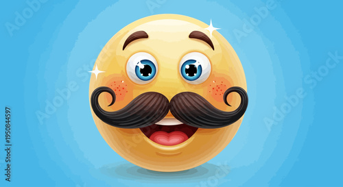 Smiling face emoticon with mustache.