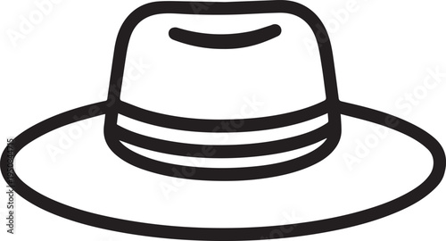 Hand Drawn Woman Hat Black and White Illustration in Minimal Line Art Style Design