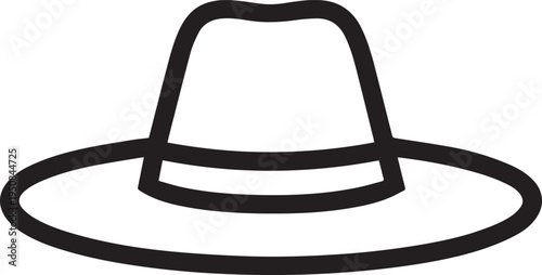 Hand Drawn Woman Hat Black and White Illustration in Minimal Line Art Style Design