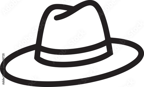 Hand Drawn Woman Hat Black and White Illustration in Minimal Line Art Style Design