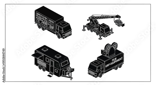 Set of 4 fire truck icons vector