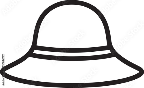 Hand Drawn Woman Hat Black and White Illustration in Minimal Line Art Style Design