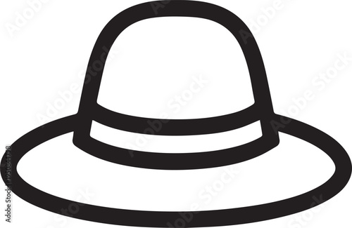 Hand Drawn Woman Hat Black and White Illustration in Minimal Line Art Style Design