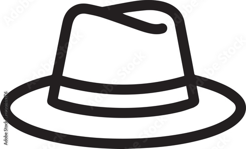 Hand Drawn Woman Hat Black and White Illustration in Minimal Line Art Style Design