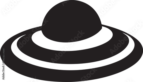 Hand Drawn Woman Hat Black and White Illustration in Minimal Line Art Style Design