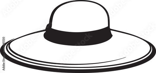 Hand Drawn Woman Hat Black and White Illustration in Minimal Line Art Style Design