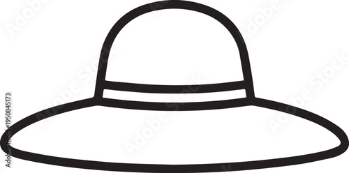 Hand Drawn Woman Hat Black and White Illustration in Minimal Line Art Style Design