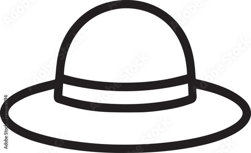 Hand Drawn Woman Hat Black and White Illustration in Minimal Line Art Style Design