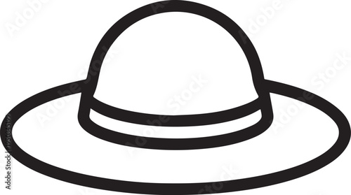 Hand Drawn Woman Hat Black and White Illustration in Minimal Line Art Style Design