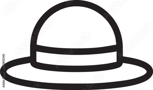 Hand Drawn Woman Hat Black and White Illustration in Minimal Line Art Style Design