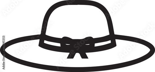 Hand Drawn Woman Hat Black and White Illustration in Minimal Line Art Style Design