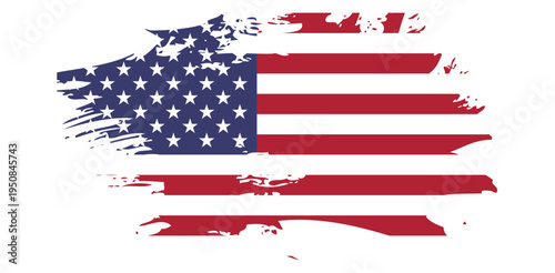 Distressed American flag brush stroke graphic for patriotic holiday designs like Fourth of July Memorial Day celebration