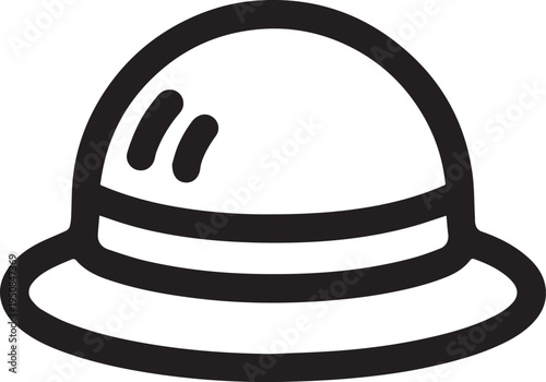 Hand Drawn Woman Hat Black and White Illustration in Minimal Line Art Style Design