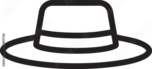 Hand Drawn Woman Hat Black and White Illustration in Minimal Line Art Style Design