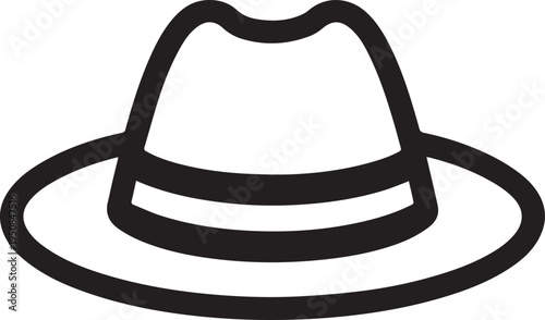 Hand Drawn Woman Hat Black and White Illustration in Minimal Line Art Style Design