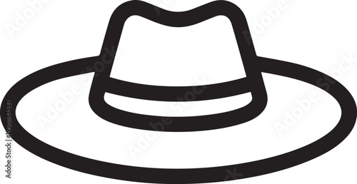 Hand Drawn Woman Hat Black and White Illustration in Minimal Line Art Style Design