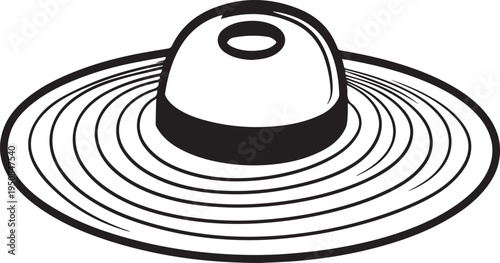 Hand Drawn Woman Hat Black and White Illustration in Minimal Line Art Style Design