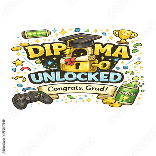 gamer grad unlocks success, graduation gaming design, level up graduate, gamer graduation concept, achievement unlocked grad, gaming success milestone, class of gamer design, academic achievement meet