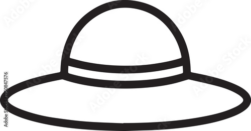 Hand Drawn Woman Hat Black and White Illustration in Minimal Line Art Style Design