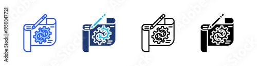 Engineering Multi Style Icon Set Vector 