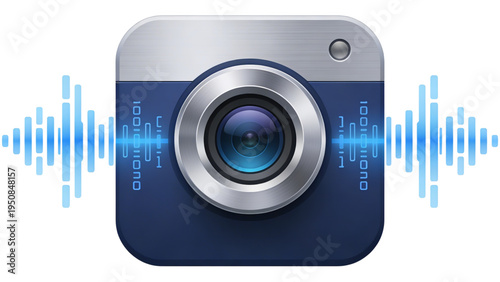 Vintage Realistic Metal Camera Lens Icon for Photography App UI