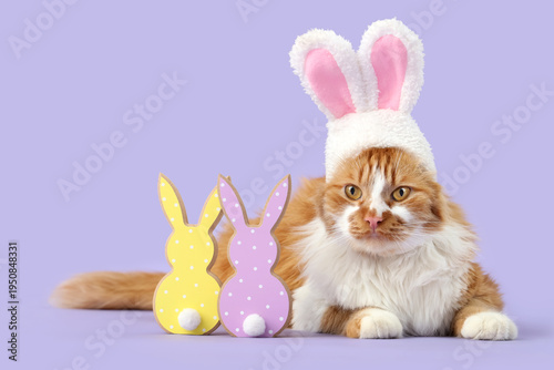 Cute cat in bunny ears and ...