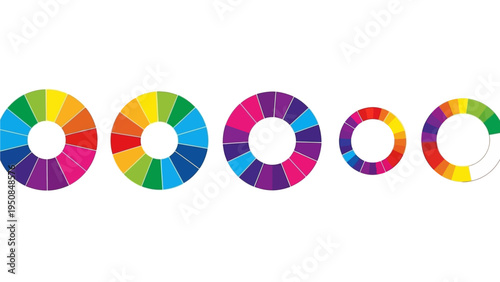 Abstract representation of color wheels, showcasing a spectrum of hues in a circular arrangement