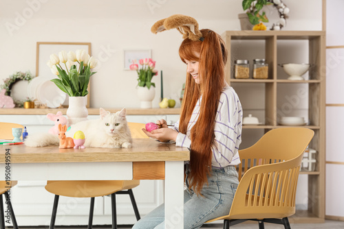 Cute girl with adorable cat...