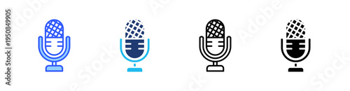 Microphone Multi Style Icon Set Vector 