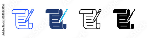 Write Multi Style Icon Set Vector 