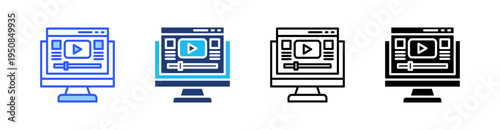 Website Content Multi Style Icon Set Vector 